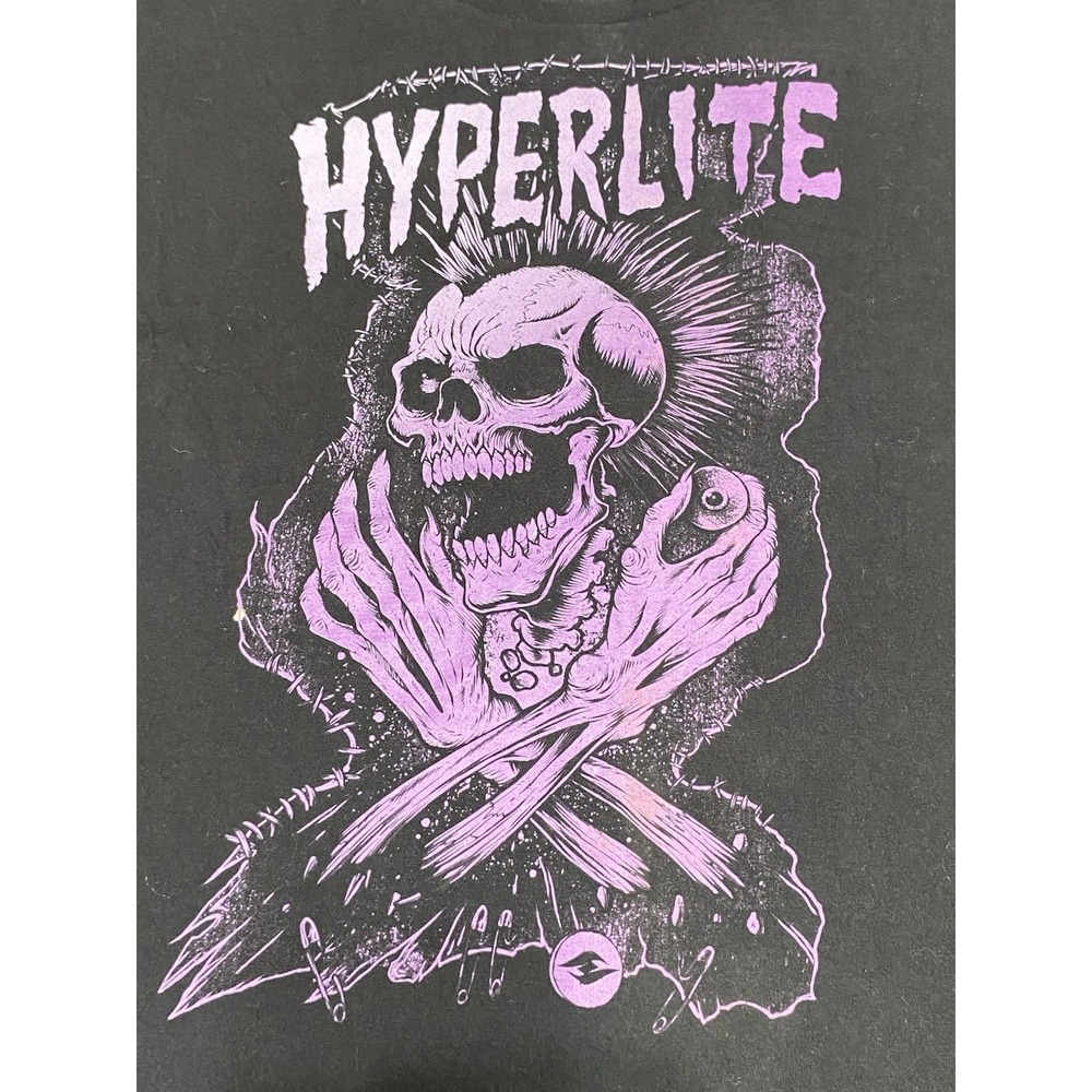 Hyperlite Mens XL Black Purple Skull Graphic T-Shirt Short Sleeve Punk Skater